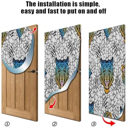 Susiyo Blue Head Tiger Halloween Door Cover Stretch Fabric Decoration