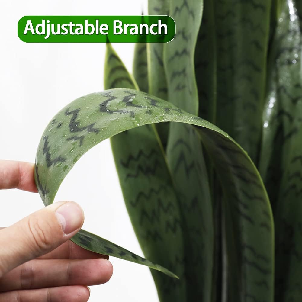Greens Word 35 Lifelike Faux Snake Plant with 28 Thick PEVA Leaves