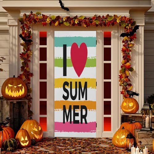 Susiyo Rainbow Colorful Stripes Halloween Door Cover