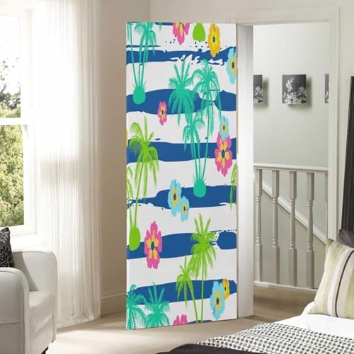 Susiyo Palm Trees Hibiscus Halloween Door Cover