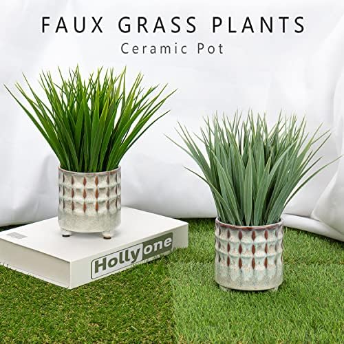 Hollyone Artificial Grass Potted Plant for Home Decor