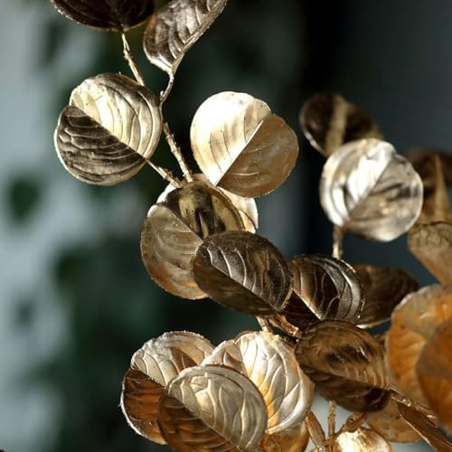 Efavormart 2 Pack 27 Inch Metallic Gold Artificial Eucalyptus Leaf Branches