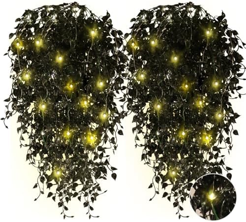 RECUTMS Artificial Hanging Plants with Lights 4Pcs Set