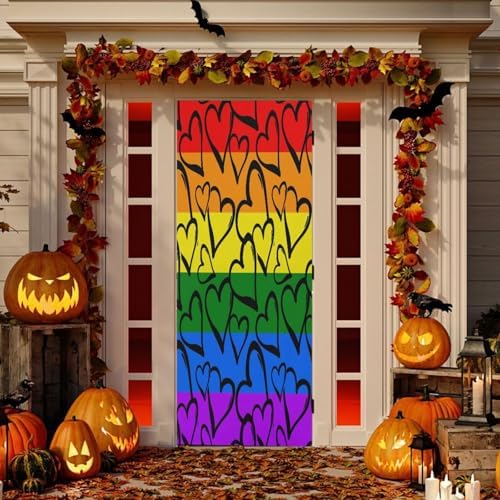 Susiyo Colored Hearts Halloween Door Cover
