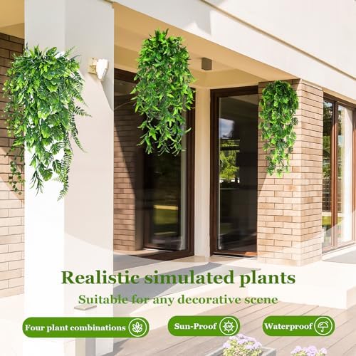 8 Pack Artificial Hanging Plants for Home Wall Garden Decor