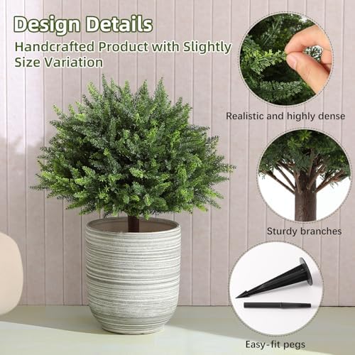 LUWENER 236 Inch Artificial Cedar Topiary 2 Pack