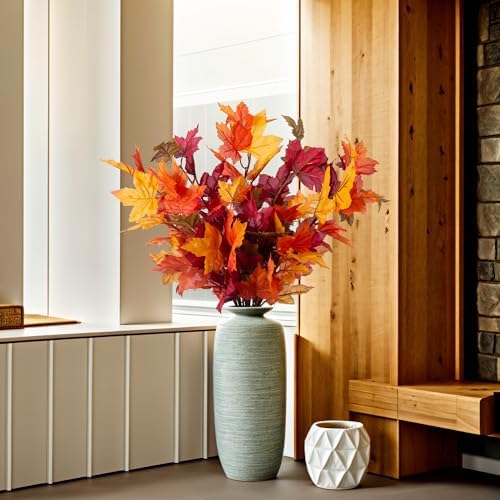 6 Pcs Artificial Maple Leaves Stems for Fall Decor