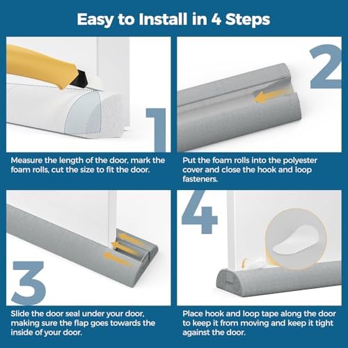 Door Draft Stopper 36 Inch Adjustable 30-36 Soundproof Seal