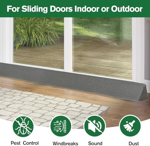 2 Pack Sliding Door Draft Blocker Stopper for Patio Sunroom Double Doors