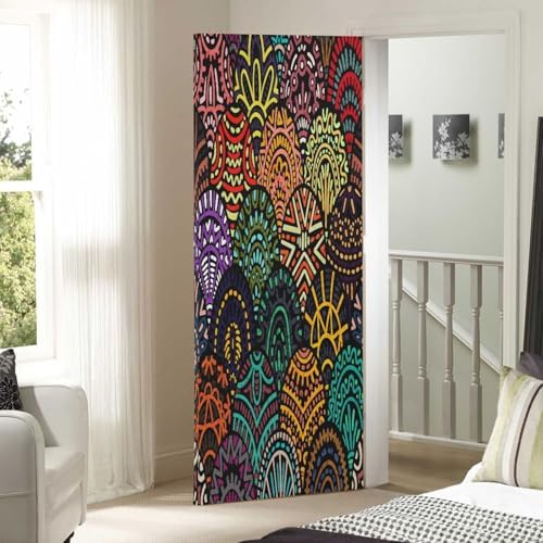 Susiyo Christmas Door Cover with Tribal Motifs Stretch Fabric Decor