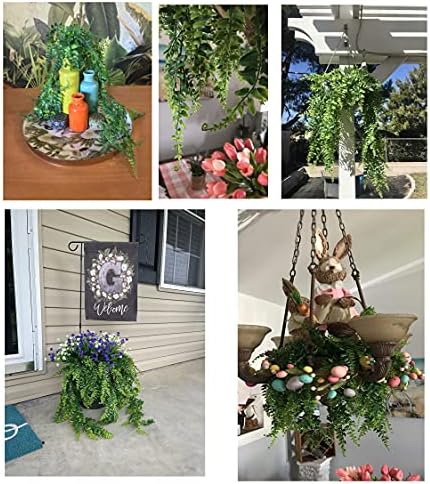 YYaaloa Artificial Hanging Plants 2-Pack Boston Fern Greeny Chain Decor