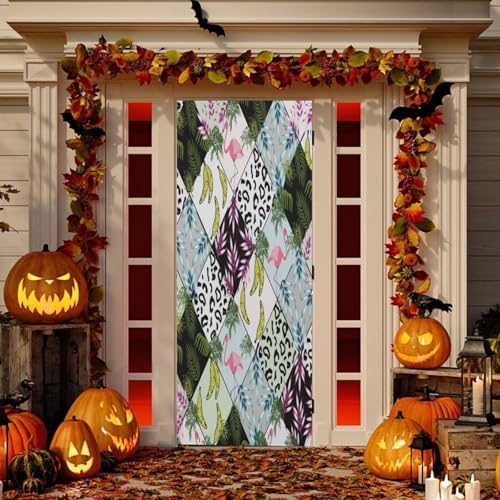 Susiyo Abstract Tropical Christmas Door Cover Decoration 32x79 in
