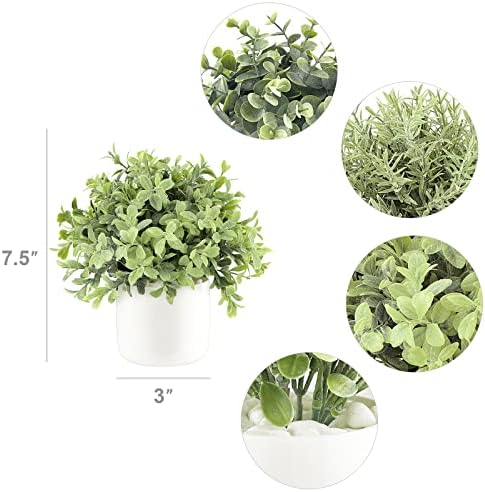 Mkono 3 Pack Fake Potted Plants in Ceramic Pots for Home Decor