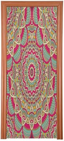 Susiyo Red Vintage Halloween Door Cover Stretch Fabric Door Decor for Home Parties and Holidays