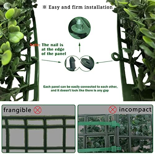 Bybeton Artificial Grass Wall Panels 10x10 16Pcs Boxwood Privacy Faux Green Wall Decor