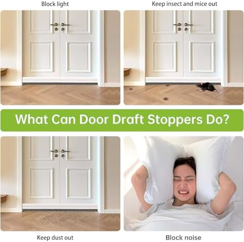 2 PCS Door Draft Stopper with Brush Self Adhesive White