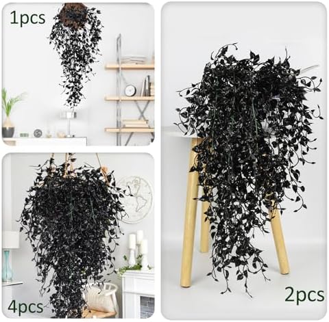 RECUTMS Artificial Hanging Plants with Lights 4Pcs Set
