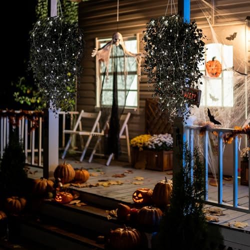 RECUTMS Artificial Hanging Plants with Lights 4Pcs Set