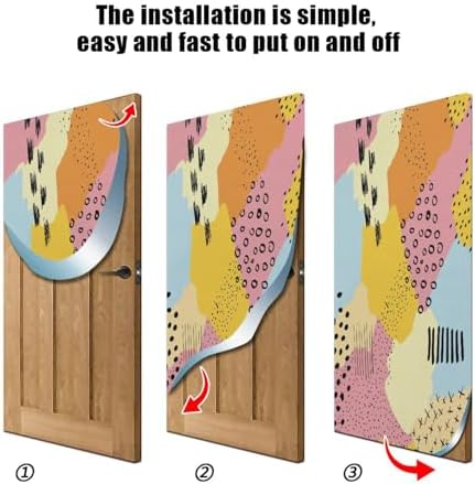 Susiyo Retro Abstract Halloween Door Cover Stretch Fabric Door Decoration 32x79 in