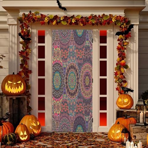 Susiyo Vintage Floral Mandala Halloween Door Cover