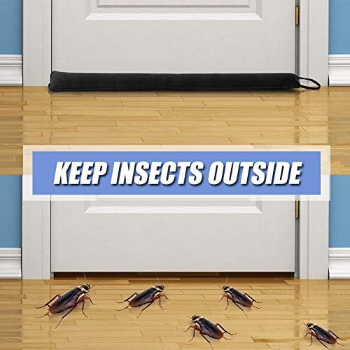 DreamQuil Under Door Snake Draft Stopper - Noise Air Blocker With Heavy Bottom Guard - 36 Inch Ink Black