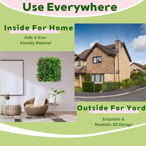 Artificial Green Wall Panels 20x20 for Privacy Fence and Indoor Outdoor Decor 6 Pack