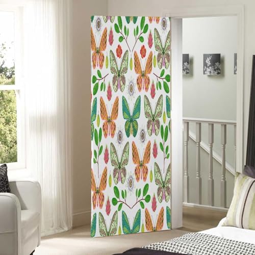 Susiyo Green Butterflies Halloween Door Cover Stretch Fabric 32x79 in