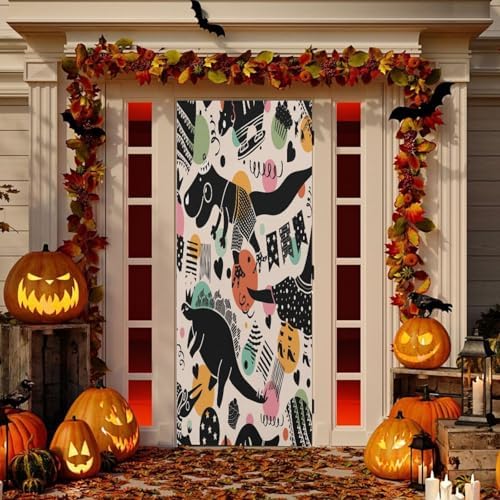 Susiyo Black Dinosaur Halloween Door Cover 32x79 in