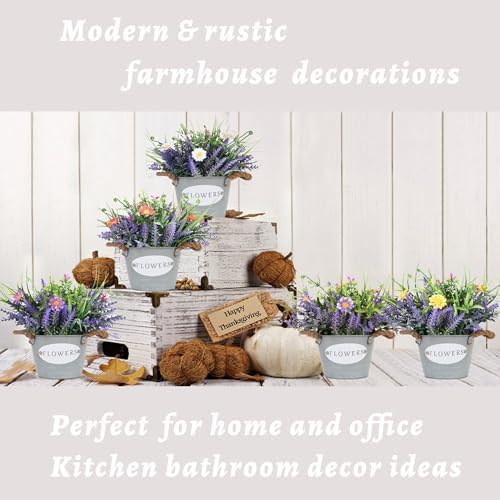 MIXROSE Artificial Lavender Plants in Pot 10 Tall for Farmhouse Decor