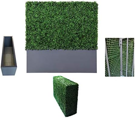 AGPL Artificial Boxwood Hedge Wall with Gray Planter