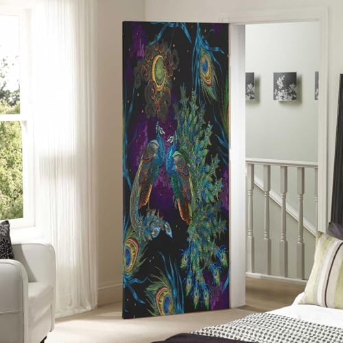Susiyo Embroidery Peacock Halloween Door Cover 32x79 in
