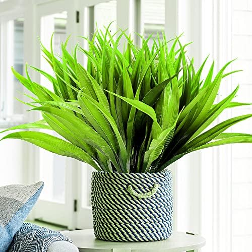 CLONG 4PCS Artificial Light Green Grass Plants for Home Decor