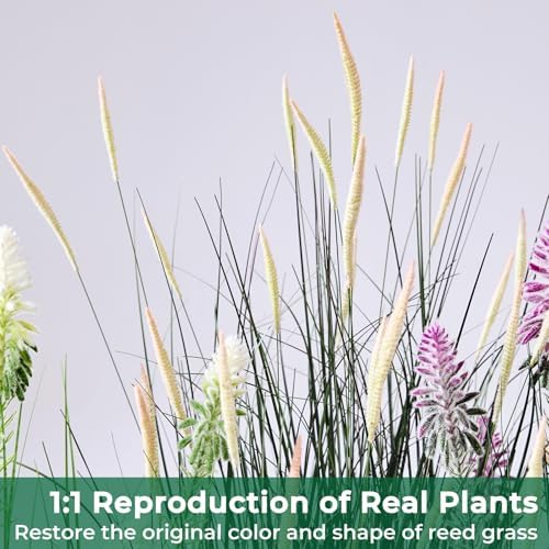 Faux 4ft Horsetail Reed Grass with Pink Spikes 2-Pack