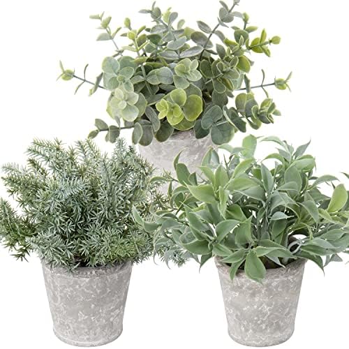 Briful Small Fake Plant Set of 3 Artificial Potted Plants for Home Office Desk and Farmhouse Decor