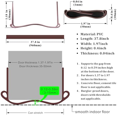 Draft Stopper for Bottom of Doors - Gray 37795 Inches