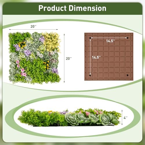 Giantex 2 Pack Hanging Artificial Plants Panels 20x20 Square Framed 3D Greenery Wall Art Decor