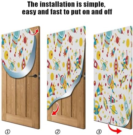 Susiyo Cartoon Spaceship Halloween Door Cover Stretch Fabric 32x79 in