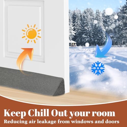 2 Pack Sliding Door Draft Stopper with Zipper
