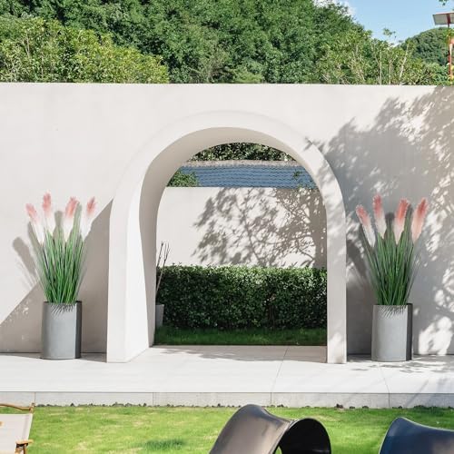 33 Inch Tall Artificial Reed Pampas Grass Plant with Black Pot Pink Beige