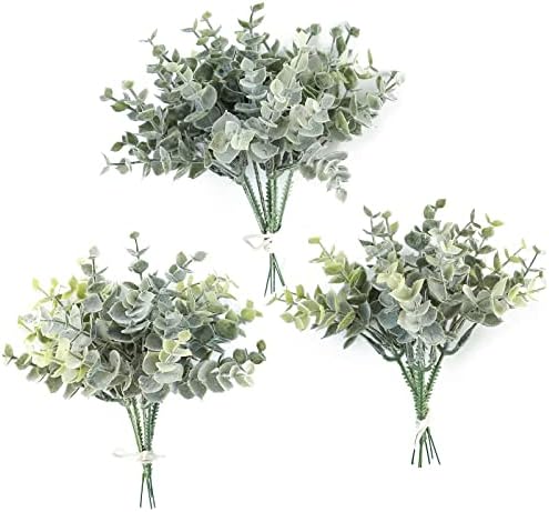 Floroom Artificial Flocked Eucalyptus Stems 18pcs for DIY Wedding Decor