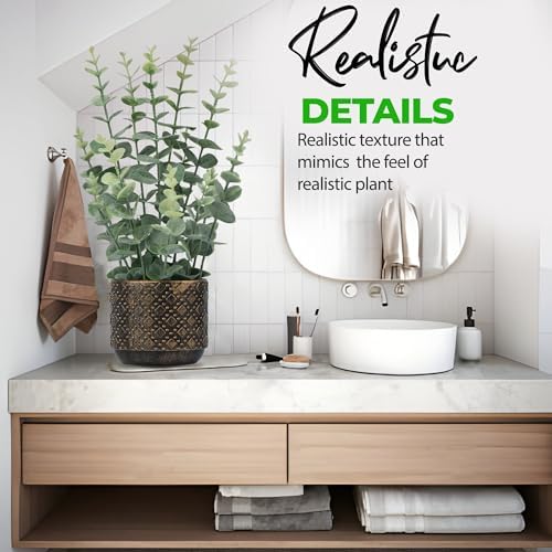 Hisow Artificial Plants Indoor Small Eucalyptus Leaf