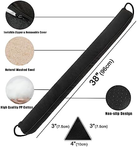Marwood 38 Inch Under Door Draft Stopper with Hanging Loops - Black