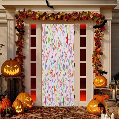 Susiyo Colorful Musical Notes Halloween Door Cover