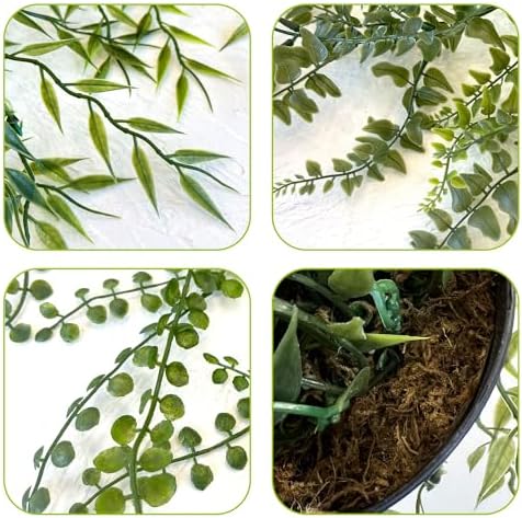 3 Packs Fake Hanging Plants with Pots and Twines for Wall Decor