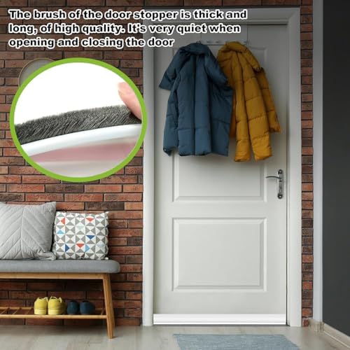 2 PCS Door Draft Stopper with Brush Self Adhesive White