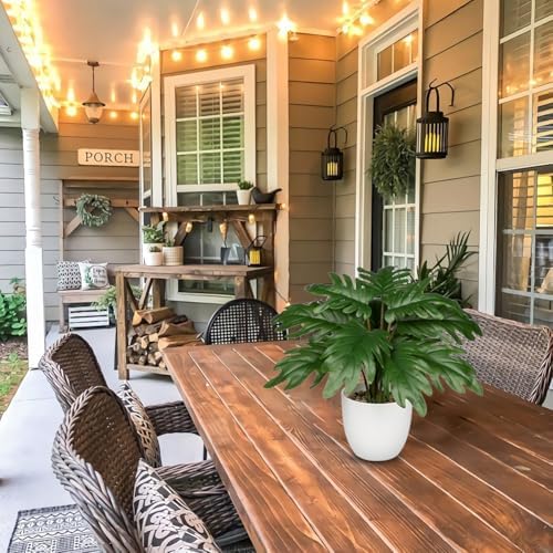 Hollyone Faux Monstera Artificial Plant in White Pot for Indoor Outdoor Decor