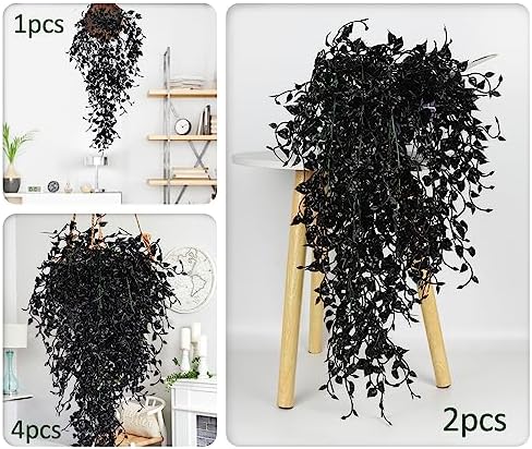 RECUTMS Black Artificial Hanging Plants 4PCS 33in Decor