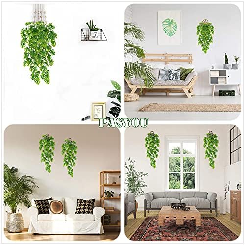 PASYOU Artificial Hanging Plants Fake Monstera Vines for Home Decor