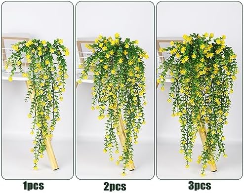 RECUTMS Yellow Hanging Fake Plants 3-Pack