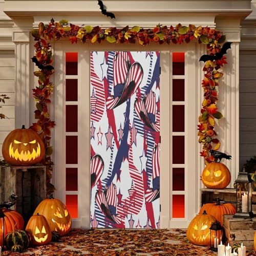 Susiyo Cowboys Hat Halloween Door Cover Stretch Fabric Backdrop for Home Party Decorations
